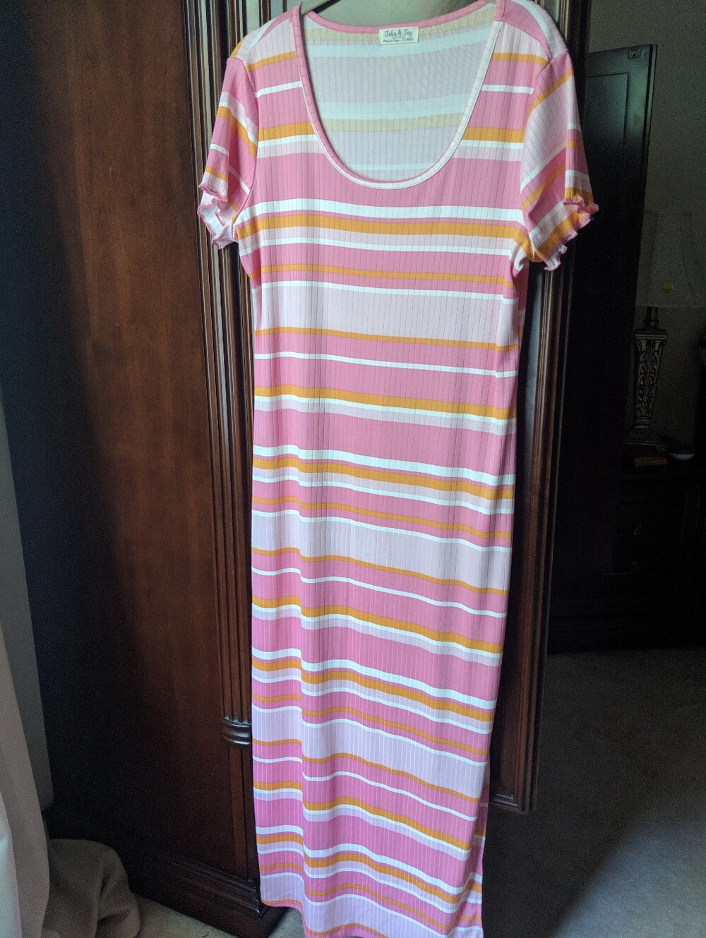 Striped Pink & White Maxi Dress